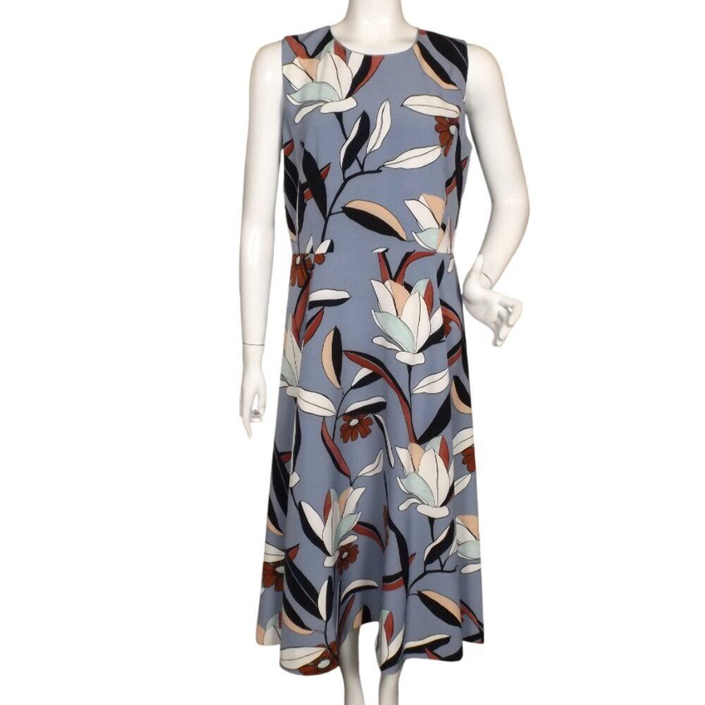 new ANN TAYLOR Dress, 12, Dusty Blue Floral, Sleeveless,Watercolor, Midi, A-line